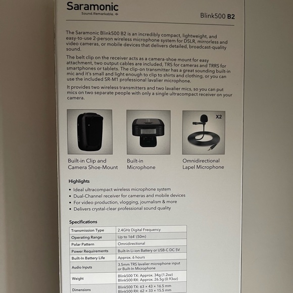 Saramonic Ultracompact Wireless Clip on Mic System - Picture 5 of 6